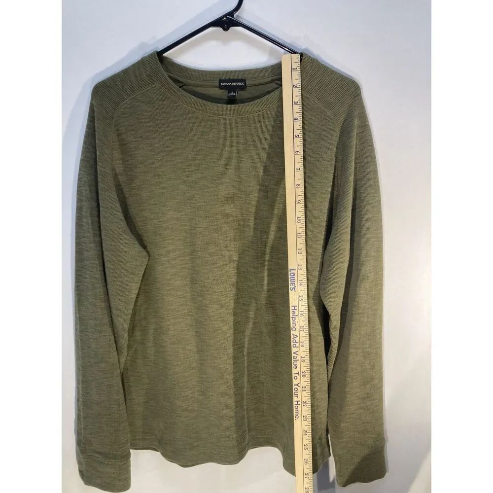 Banana Republic Men's Double Knit Long Sleeve Crewneck Shirt L Olive Green